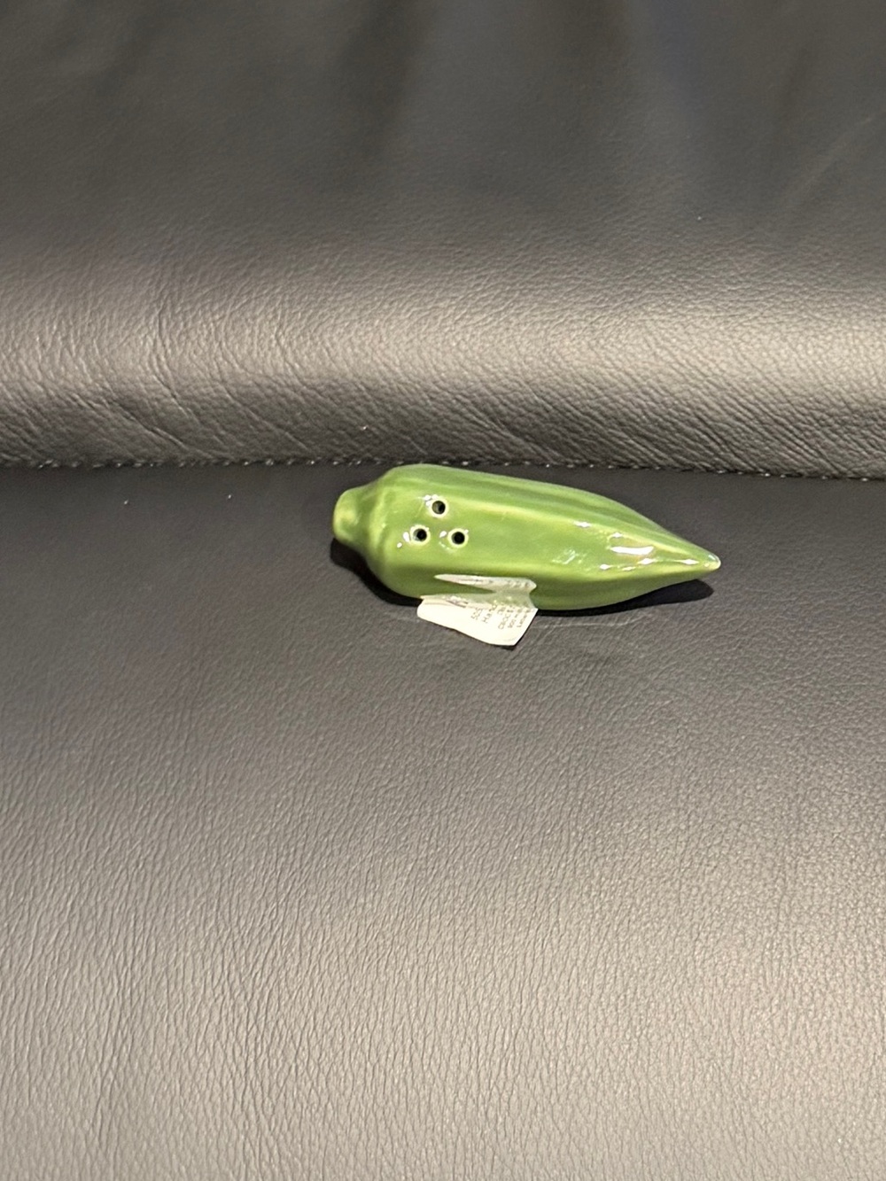 Cracker Barrel Green Ceramic Okra salt shaker